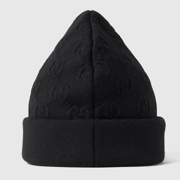 BNIB Authentic Gucci GG Wool Blend Sparkled Jacquard Hat Beanie M Black 32678412~black_0.jpg main image 4